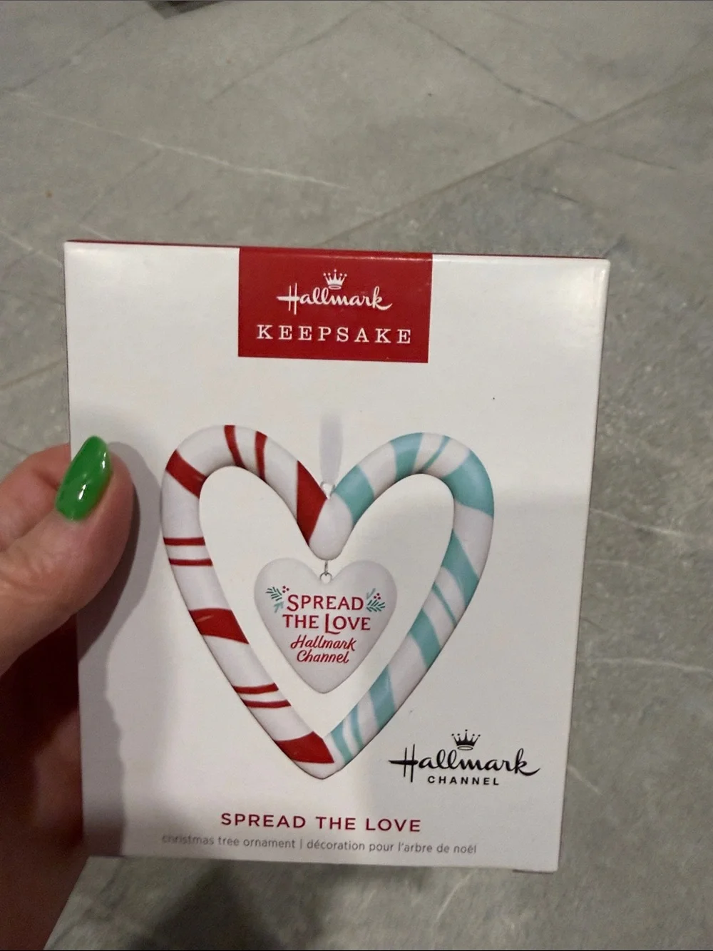 Hallmark Keepsake Candy Cane Heart Ornament - Red & Light Blue